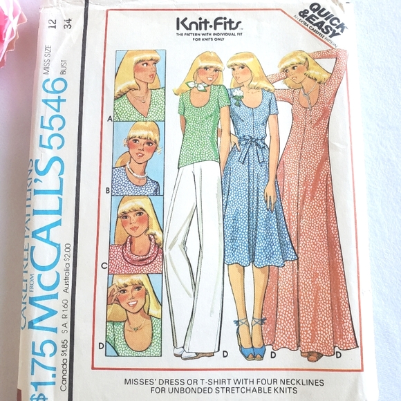 1977 Cut MCCALL'S JERSEY KNIT DRESS PATTERN 5546 - Picture 2 of 5